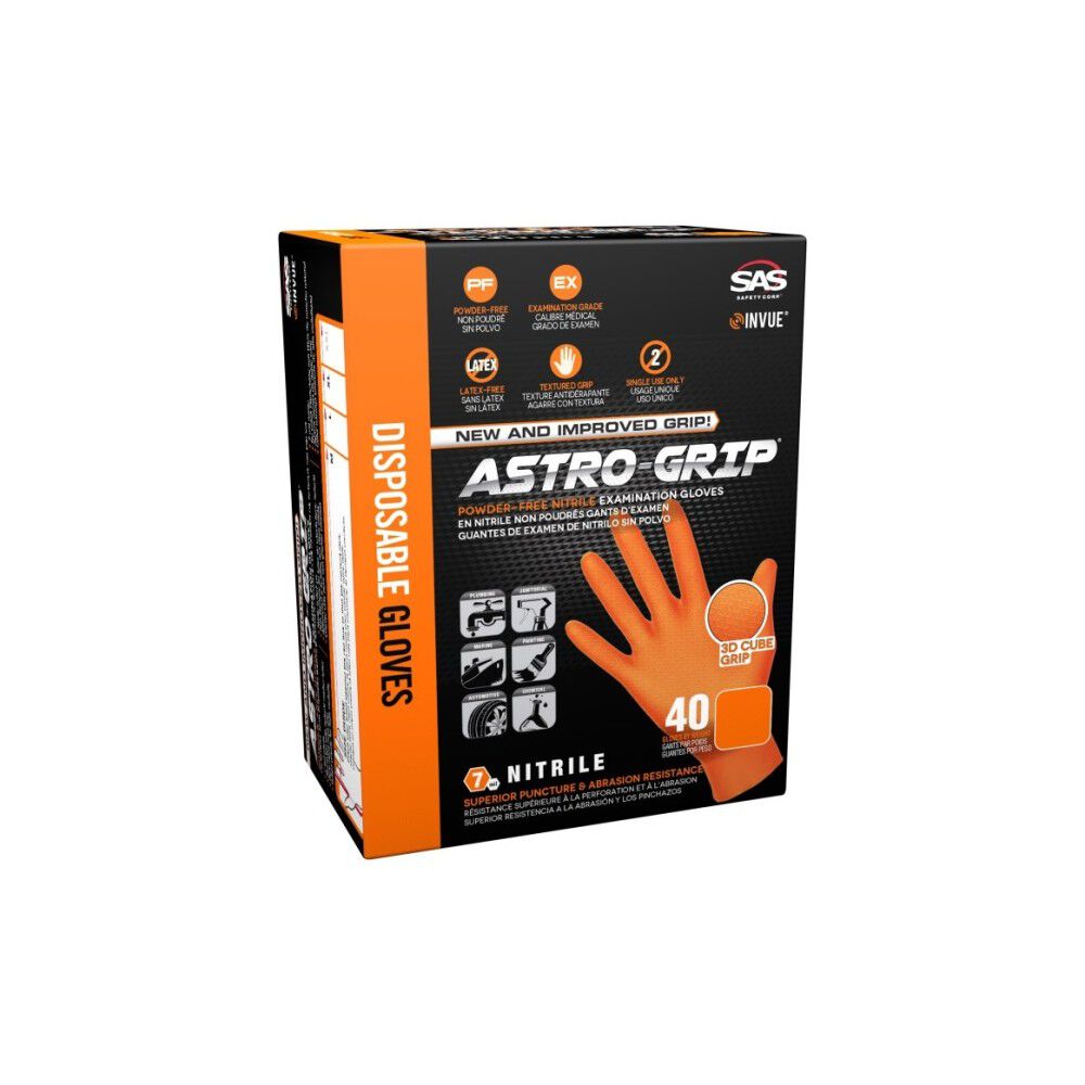 SAS Safety Nitrile Disposable Gloves, Orange, X-Large 40ct, large image number 5