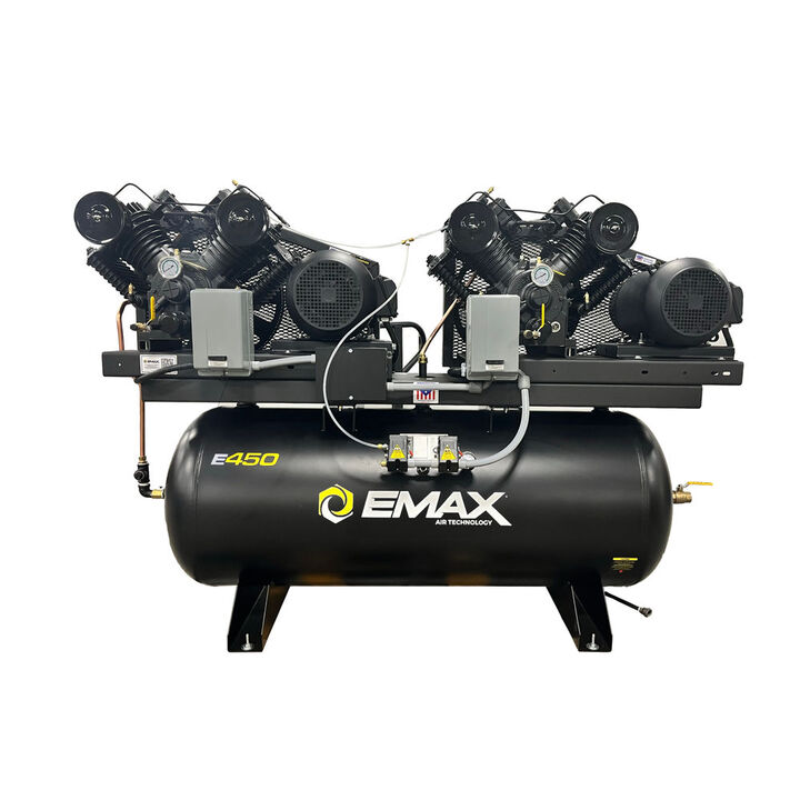 EMAX 460V 7.5HP 3PH 120 Gallon Horizontal Air Compressor with Radiator, large image number 0