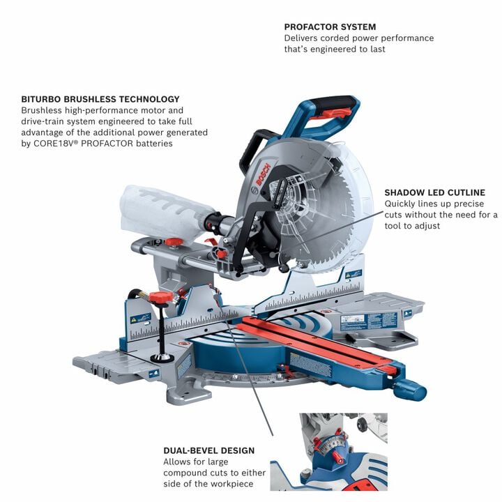 Bosch 18V 12 Inch Slide Miter Saw (Bare Tool) - Reconditioned, large image number 1