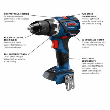 Bosch 18V EC Compact Tough 1/2in Drill/Driver (Bare Tool), large image number 1