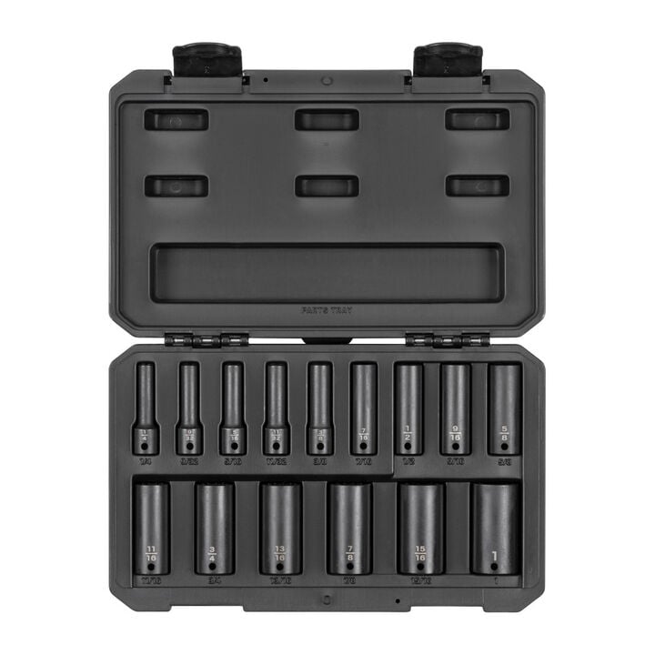 Tekton 3/8 Inch Deep 12 Point Impact Socket Set, Case, 15 Piece (1/4-1 Inch), large image number 0