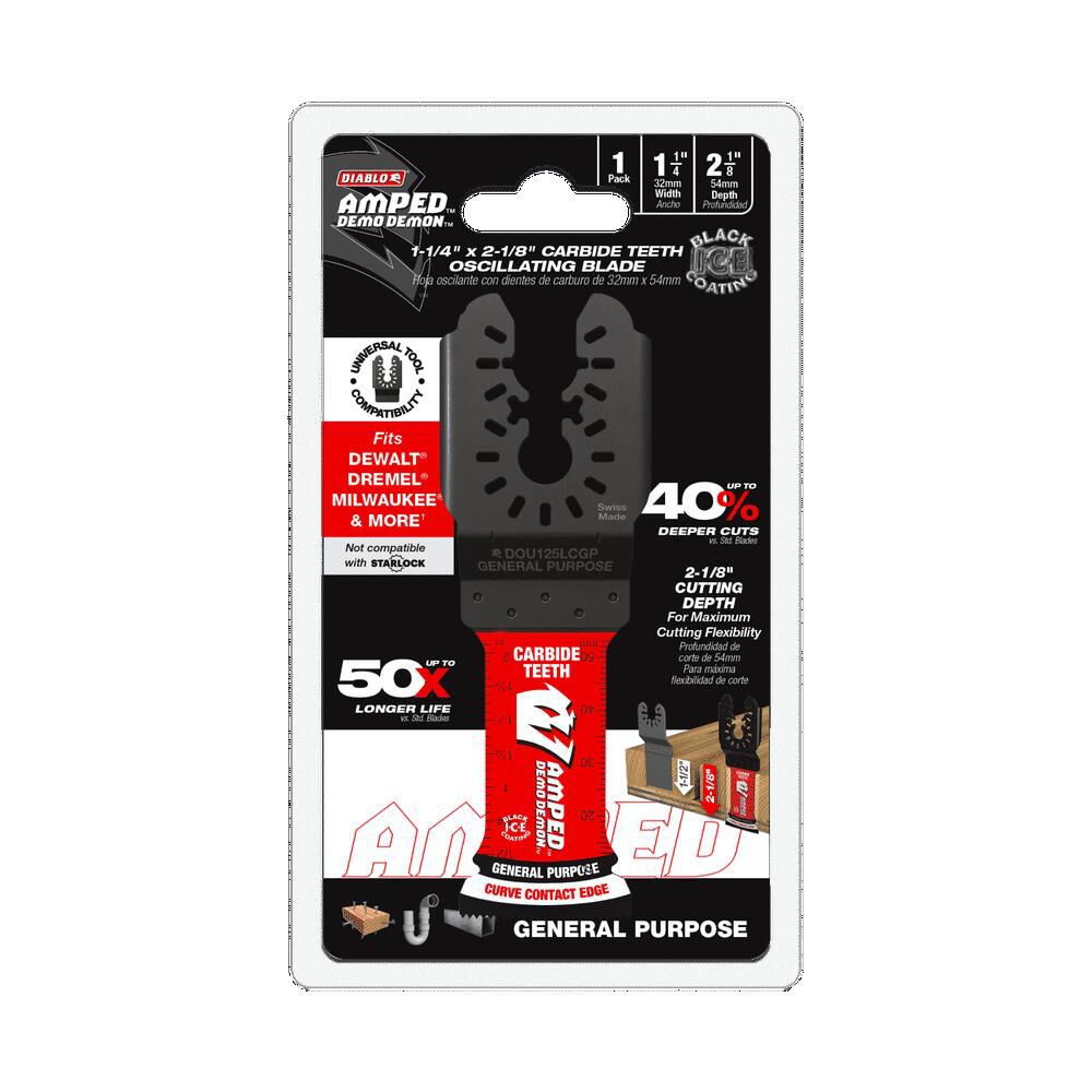 Diablo Tools 1-1/4 Inch x 2-1/8 Inch AMPED Universal Fit Oscillating Blade for General Purpose Cuts, large image number 5