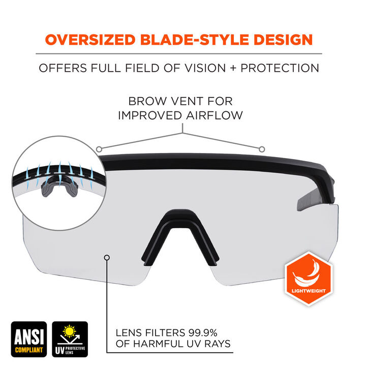 Ergodyne Skullerz AEGIR Safety Glasses Clear Lens Matte Black Frame Anti-Fog, large image number 1
