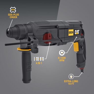 CAT 8-Amp 1 in Corded SDS-Plus Rotary Hammer Drill, large image number 2