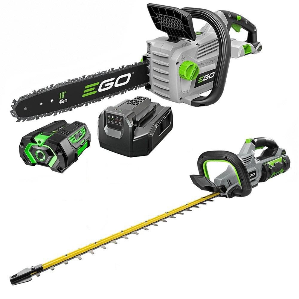 EGO Power+ Brushless Hedge Trimmer and 18 Inch Chain Saw Kit Reconditioned Bundle, large image number 1