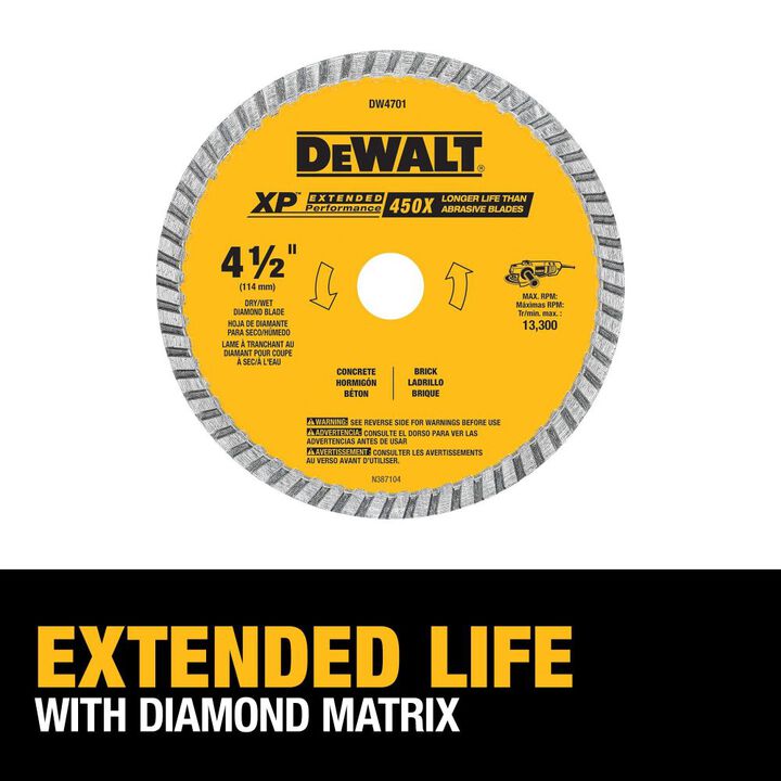 DEWALT 4 1/2 Inch XP Industrial Turbo Rim Diamond Blade for Stone and Masonry, large image number 2