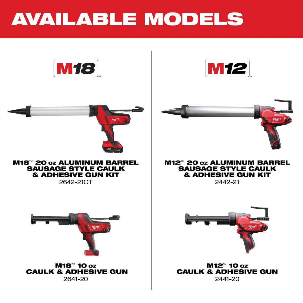 Milwaukee M12 20oz. Aluminum Barrel Sausage Style Caulk and Adhesive Gun Kit, large image number 9