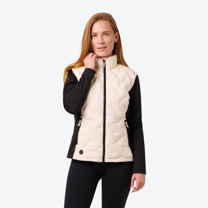 Mobile Warming Womens Aria Hybrid Black and Cream Heated Jacket Kit 2X, large image number 3