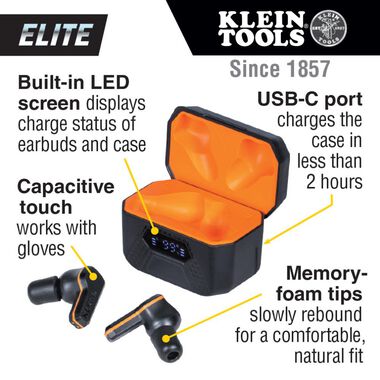Klein Tools ELITE Bluetooth Jobsite Earbuds, large image number 1