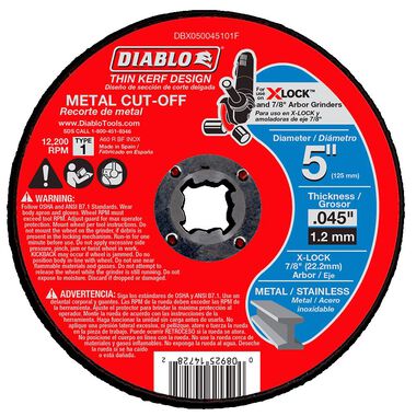 Diablo Tools 5in Thin Kerf Metal Cut-Off Disc for X-Lock and All Grinders