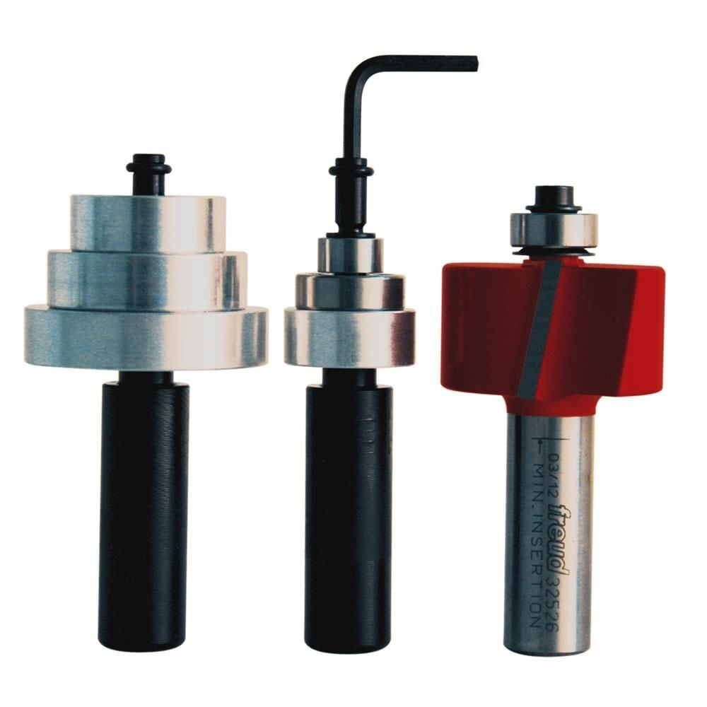 Freud Flush 1/8 In. 1/4 In. 5/16 In. 3/8 In. 7/16 In. 1/2 In. Depth Rabbeting Bit Set with Interchangeable Bearings with 1/2 In. Shank, large image number 1