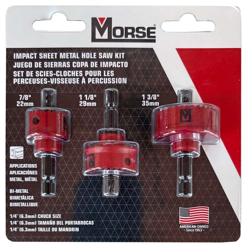 MK Morse 3-Piece Bi-Metal Impact Hole Saw Kit, large image number 2