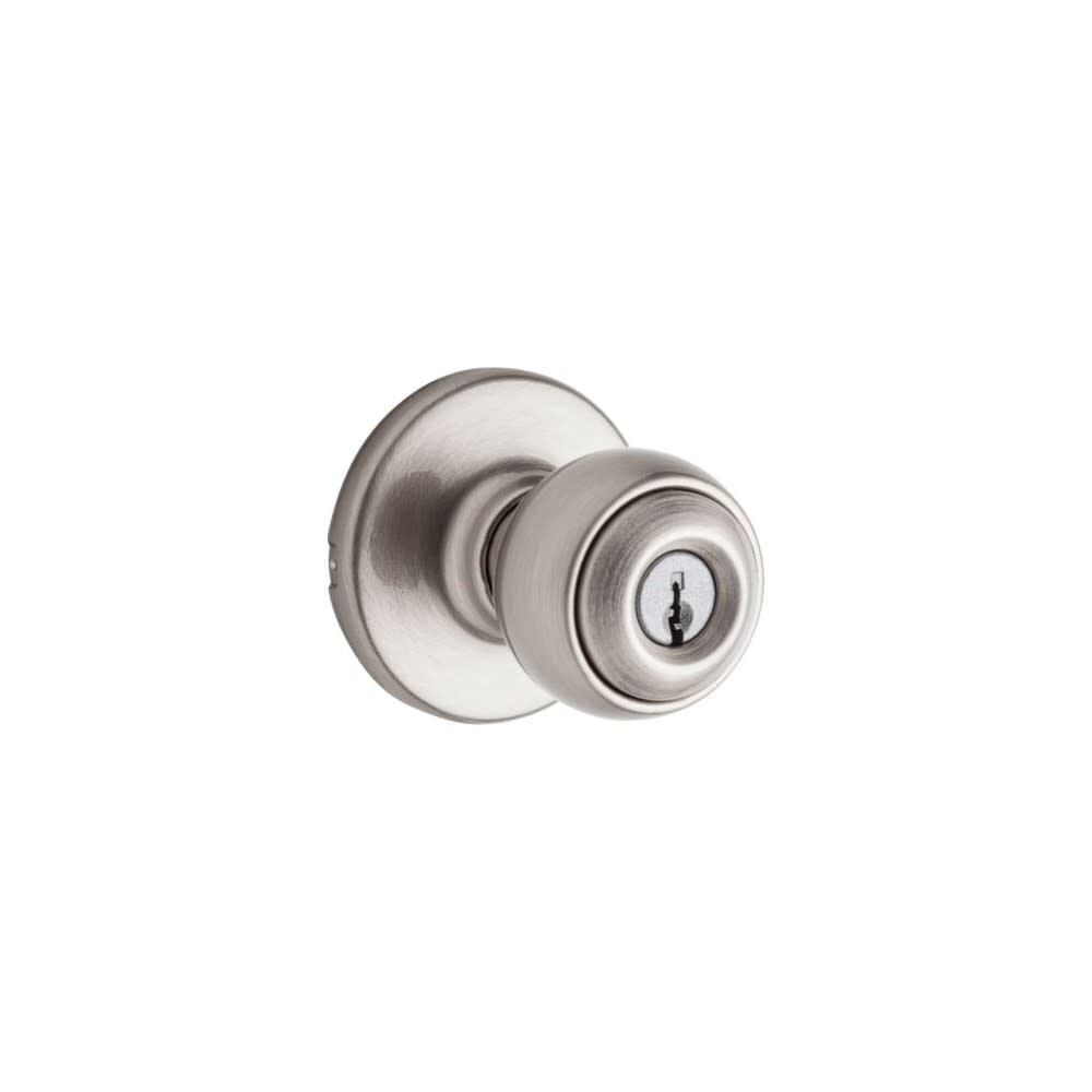 Kwikset Polo Door Knob Satin Chrome Exterior Keyed Entry Round – 94002-872
