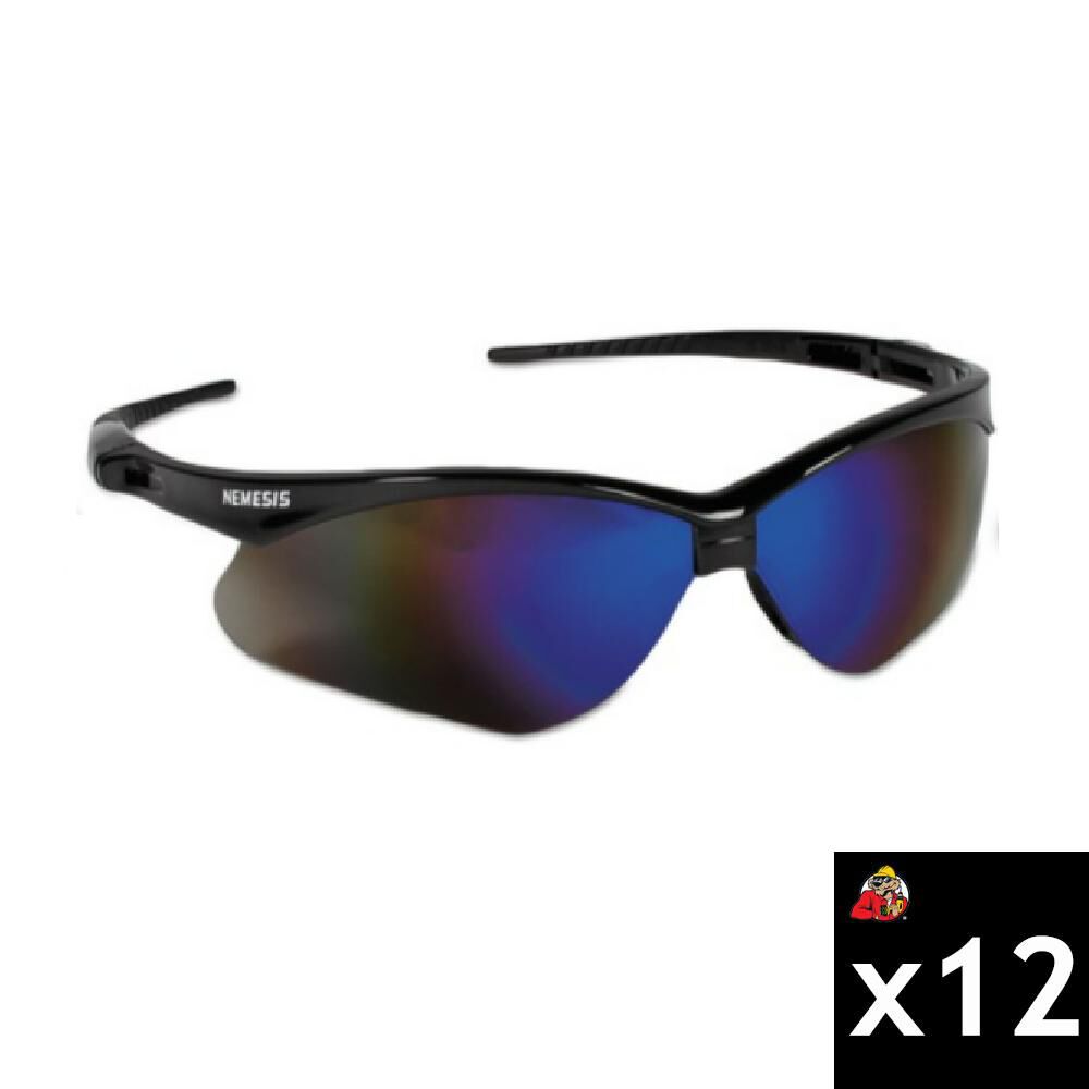 Ansell Protective Products Nemesis Safety Glasses Black Frame Blue Mirror Lens 12 Pieces, large image number 1