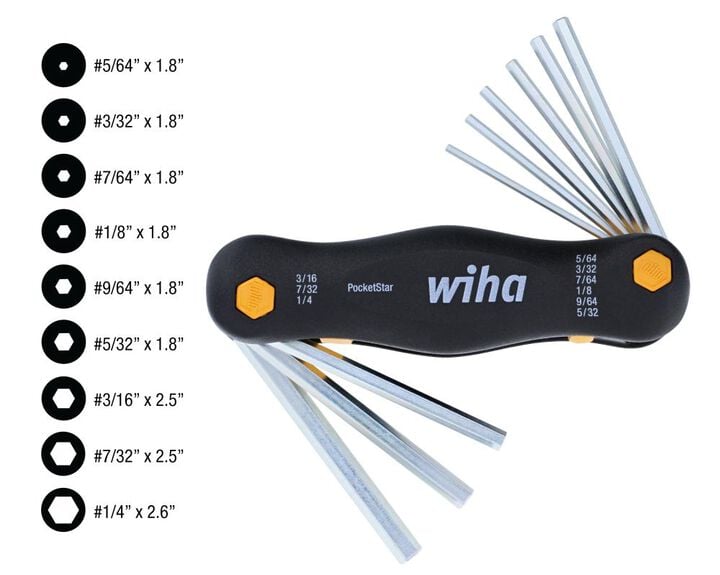 Wiha PocketStar Fold Out Hex Key 9pc Set SAE, large image number 1