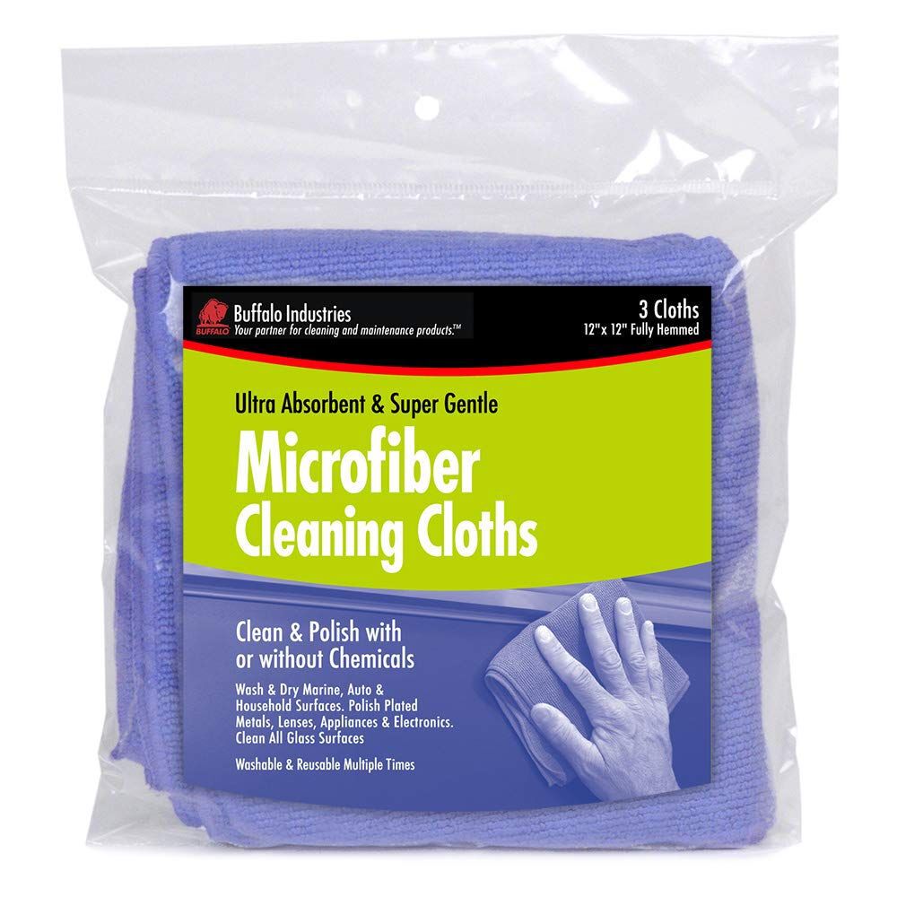 Buffalo Industries 12 x 12in Blue Microfiber Cleaning Cloth 3pk Bag, large image number 2