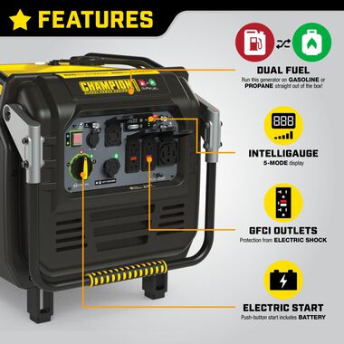 Champion Power Equipment 8500 Watt Inverter Generator Electric Start Dual Fuel with CO Shield, large image number 4