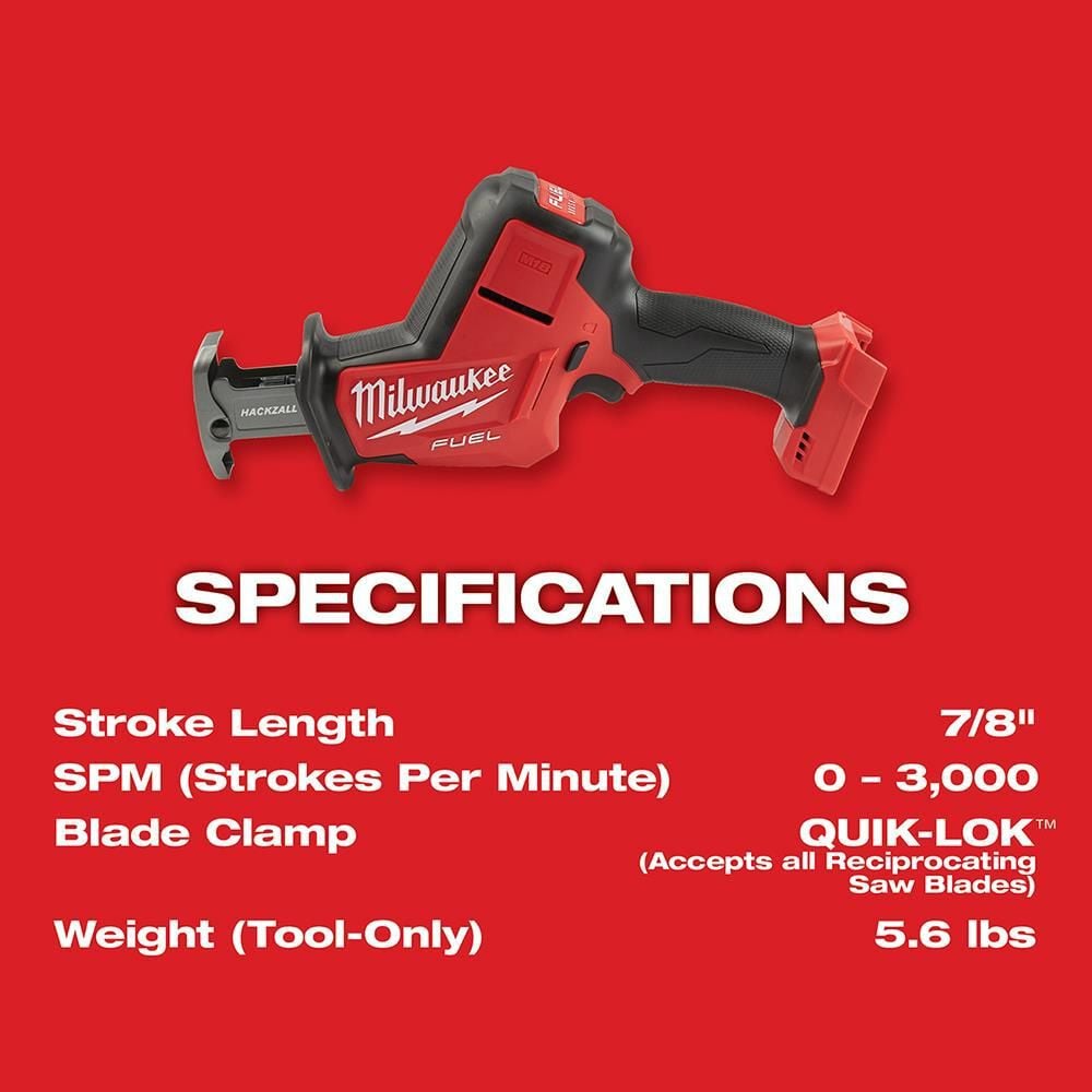 Milwaukee M18 FUEL HACKZALL Reciprocating Saw (Bare Tool), large image number 7