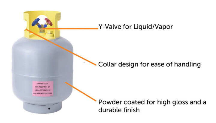 Flame King 50 Lb Refrigerant Cylinder with SCG Y-Valve Empty, large image number 1