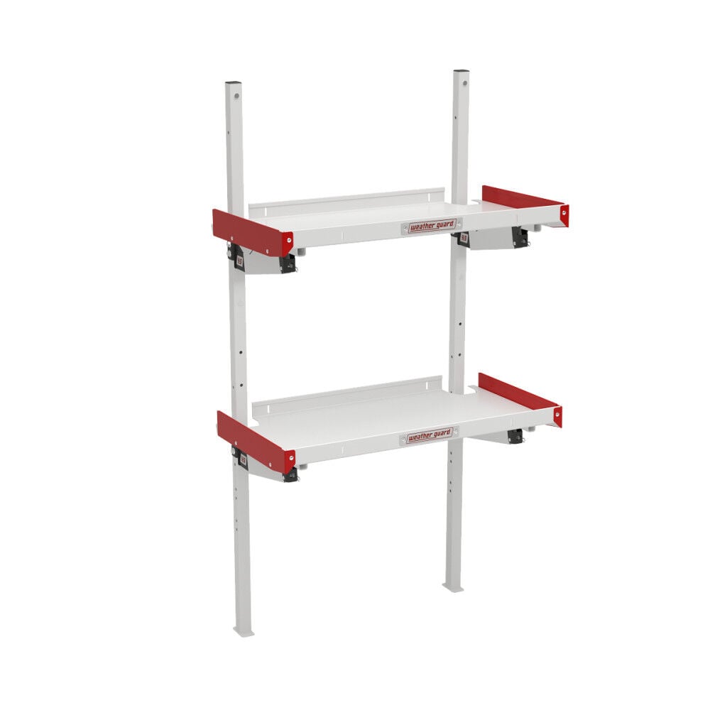 Weather Guard 36 Inch White/Red Aluminum Folding Van Shelving, large image number 1