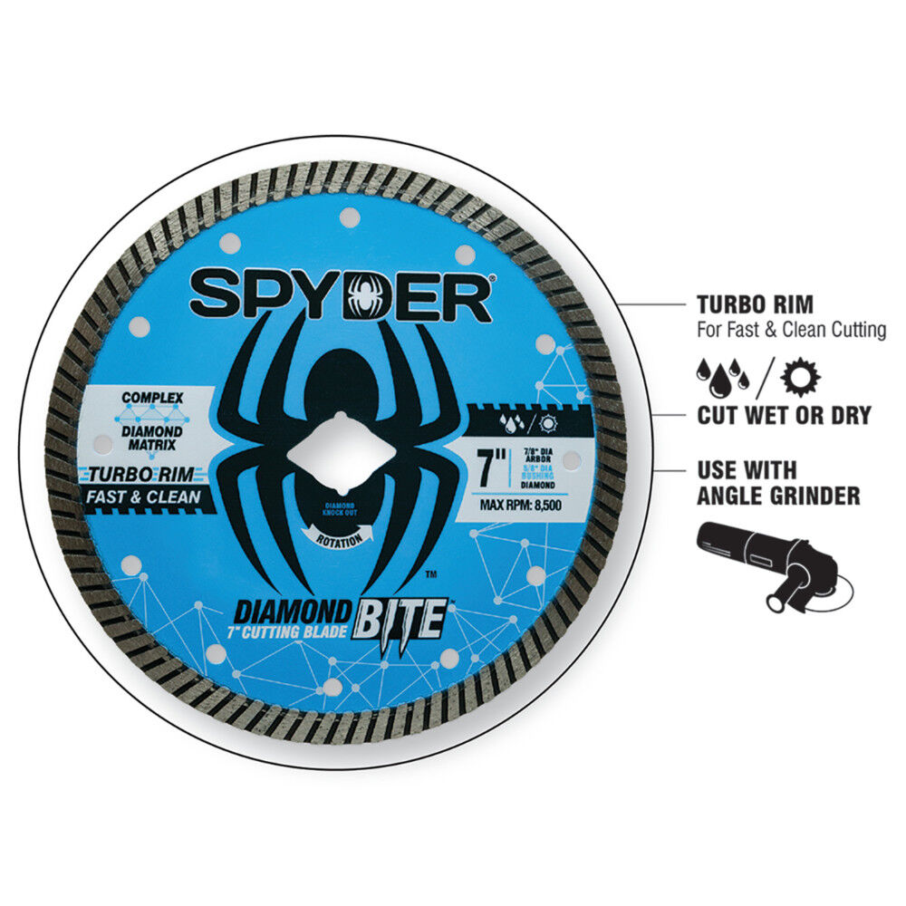 Spyder 4.5 Inch Wet/Dry Turbo Rim Diamond Blade for Angle Grinders, large image number 4