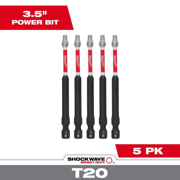 Milwaukee SHOCKWAVE 3.5 in. T20 Impact Driver Bits 5PK