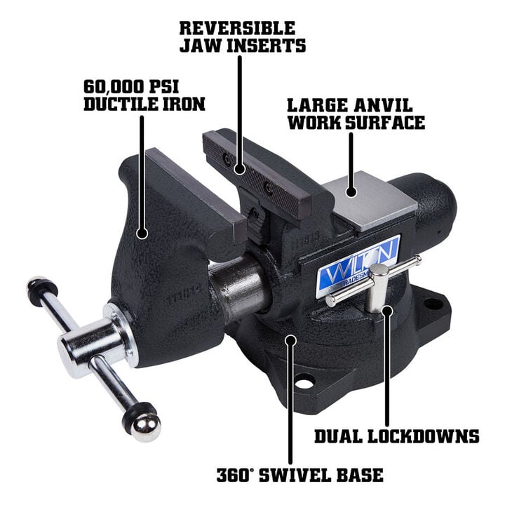 Wilton 55in Special Edition Black 1755 Tradesman Bench Vise with BASH 20416 Sledge Hammer, large image number 1