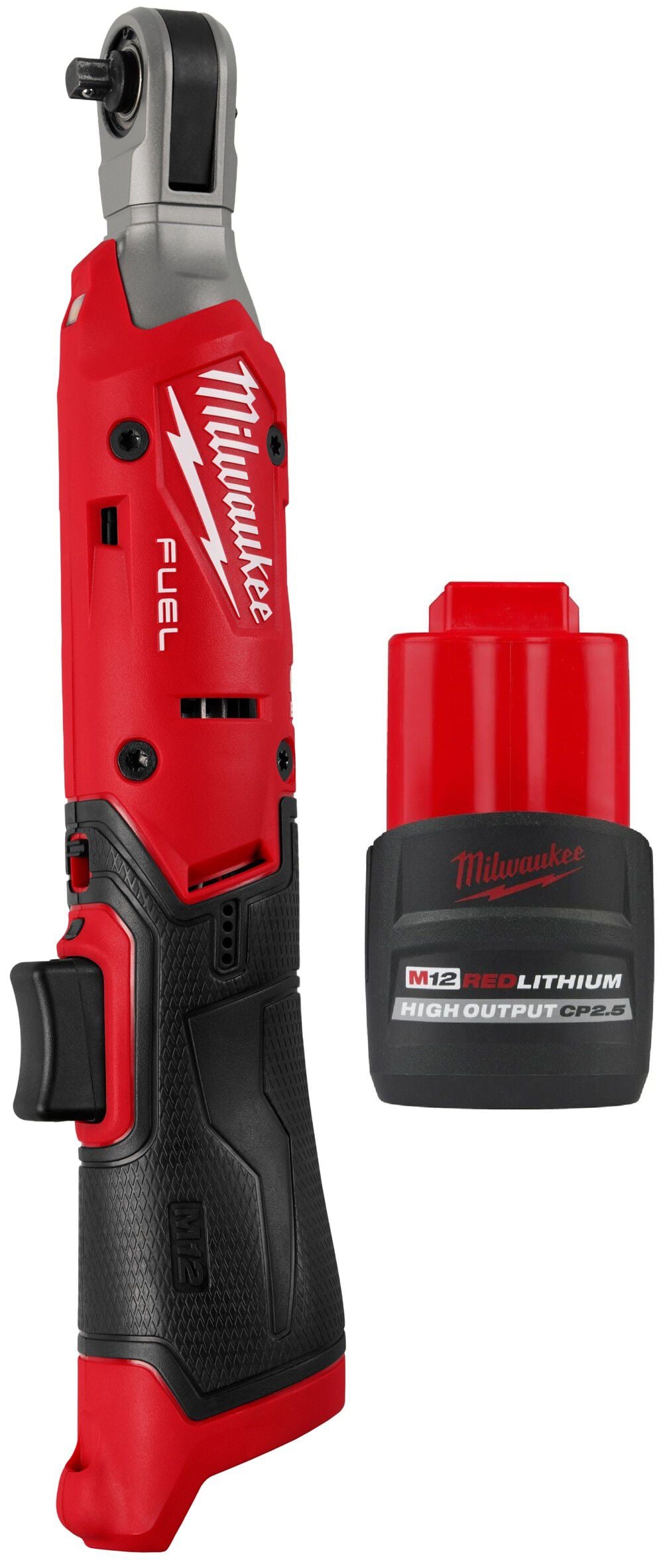 Milwaukee M12 FUEL 1/4 Inch Ratchet (Bare Tool) & 2.5Ah Lithium Ion Battery Pack Bundle – MIL000011651