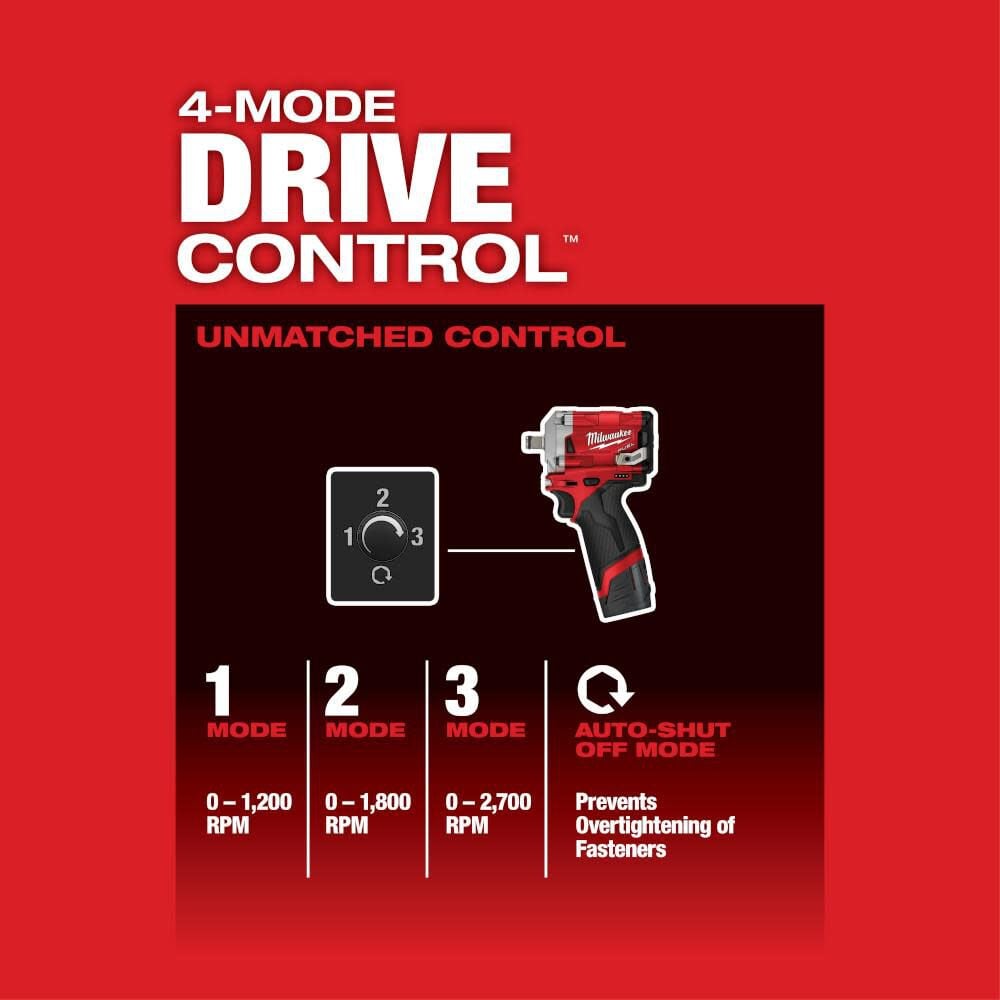 Milwaukee M12 Fuel Stubby 1 2 In Impact Wrench Bare Tool 2555 20 - Image 5