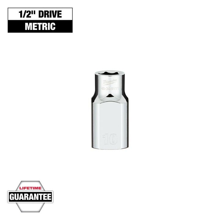 Milwaukee Promotional 1/2 Inch Drive 10mm Metric 6-Point Socket with FOUR FLAT Sides, large image number 7