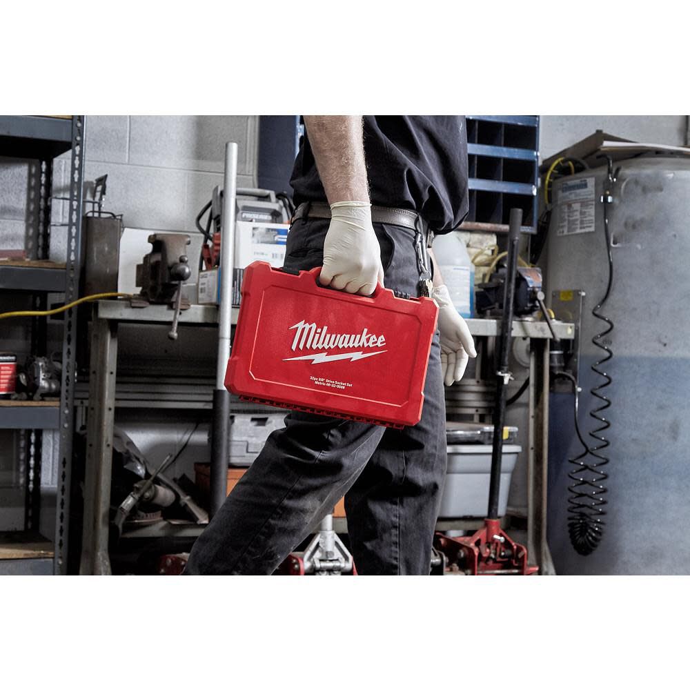 Milwaukee 3 8 In Drive 32 Pc Ratchet Socket Set Metric 48 22 9508 - Image 7