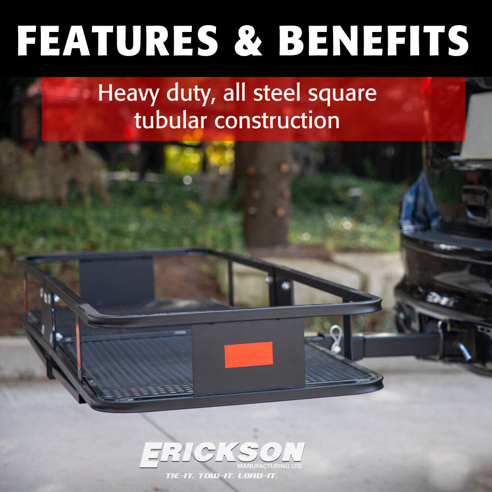 Erickson Mfg Heavy-Duty Folding Steel Hitch Cargo Carrier, 500 lb Capacity 60 Inch x 20 Inch, large image number 5