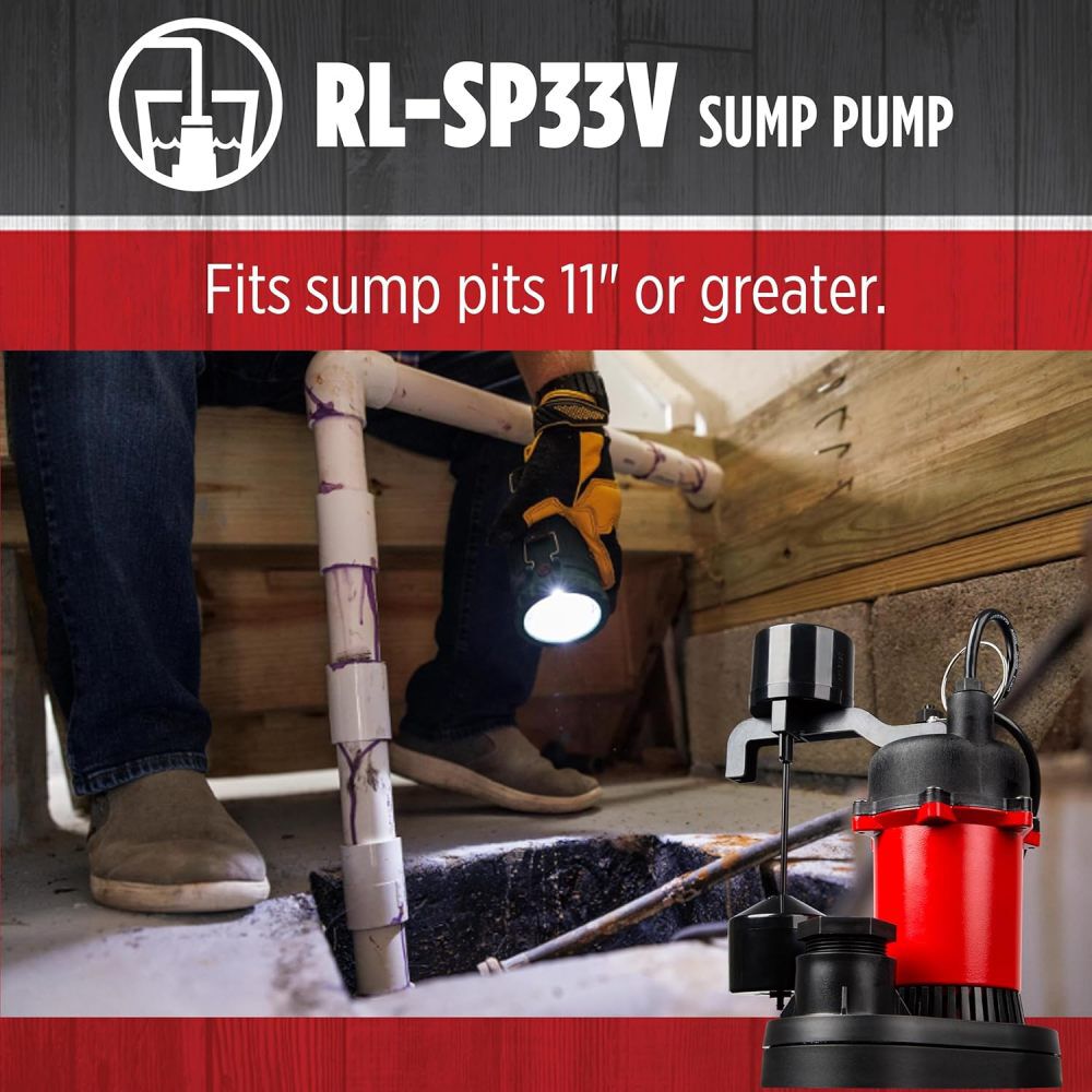 Red Lion 1/3HP 3200 GPH Sump Pump with Vertical Switch, large image number 7