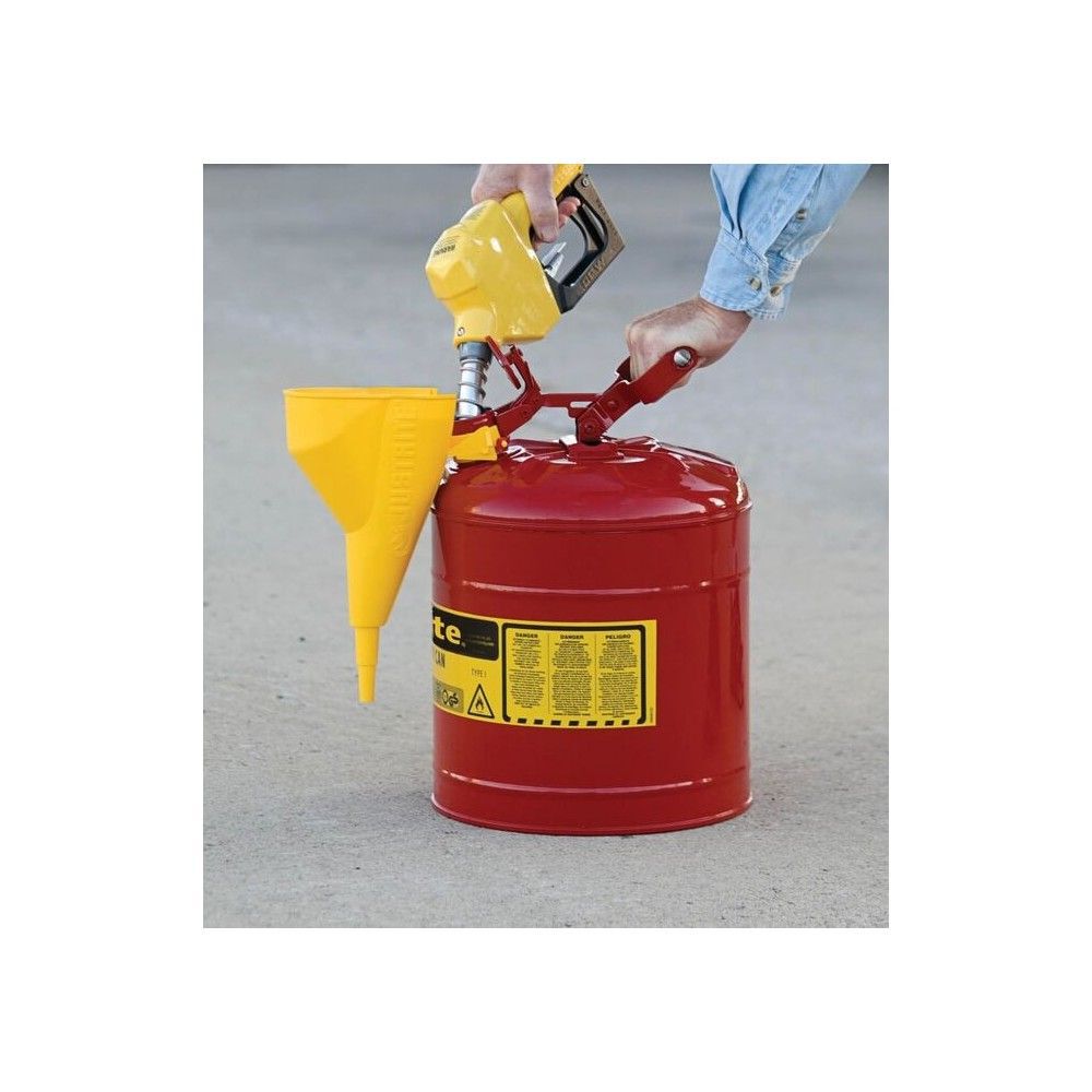 Justrite 5 Gal Steel Safety Red Gas Can Type I with Funnel & Flame Arrester, large image number 4