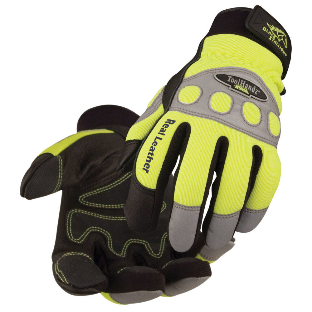 Black Stallion ToolHandz Pigskin Hi-Vis Mechanics Gloves Size XL – 99HVXL