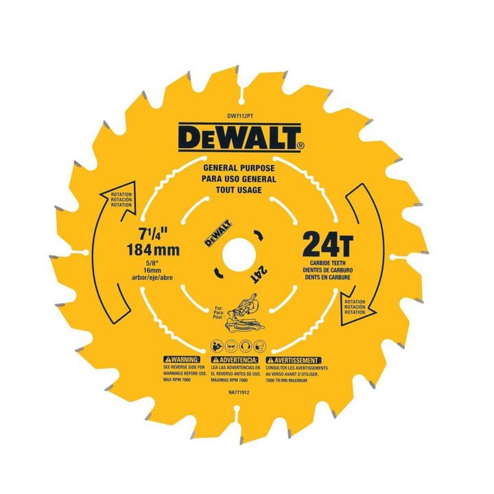DEWALT Cordless Miter Saw Blade 7-1/4 In. 24T, large image number 0