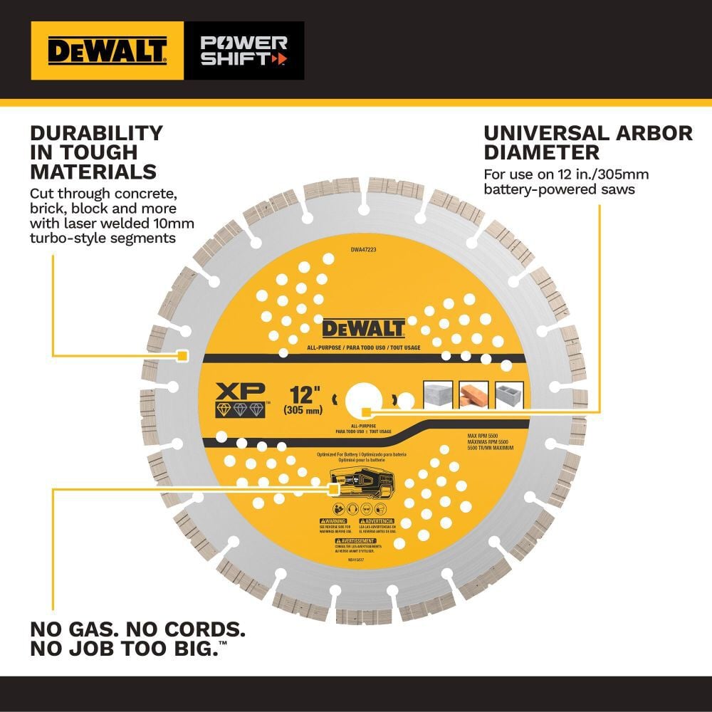 DEWALT POWERSHIFT 12 Inch XP Segmented Diamond Blade, large image number 2