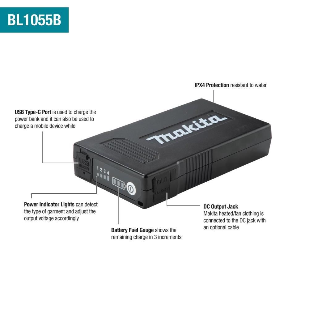 Makita Battery Lithium-Ion 3.6V Power Bank BL1055B, large image number 10