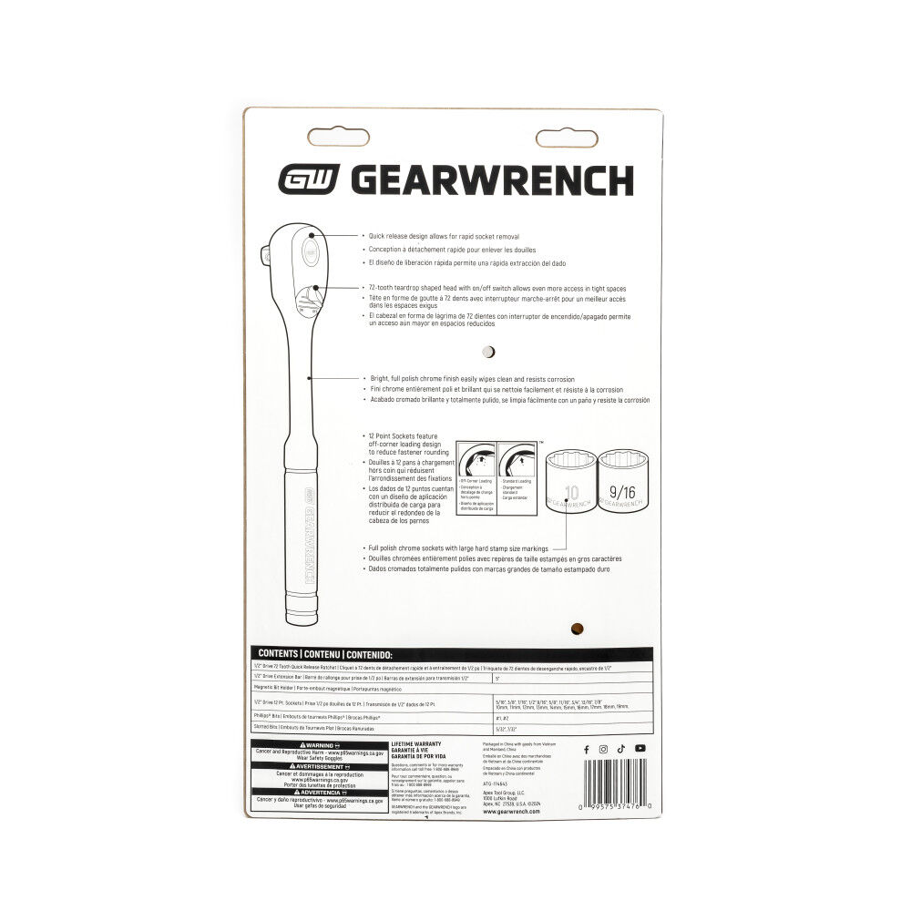 GEARWRENCH 1/2 Inch SAE/MM Mechanics Hand Tool Set, 27 Piece, large image number 4