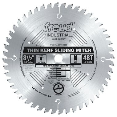 Freud 8-1/2 In. x 48T Thin Kerf Sliding Compound Miter Saw Blade, large image number 0