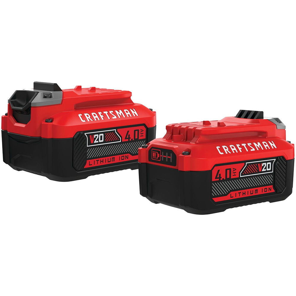CRAFTSMAN V20 20V 4Ah Lithium Ion Power Tool Battery Pack with Fuel Indicator (2 Pack) - CMCB204-2