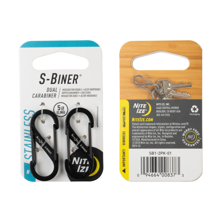 Nite Ize S-Biner Dual Carabiner Stainless Steel #1 Black 2 Pieces, large image number 2