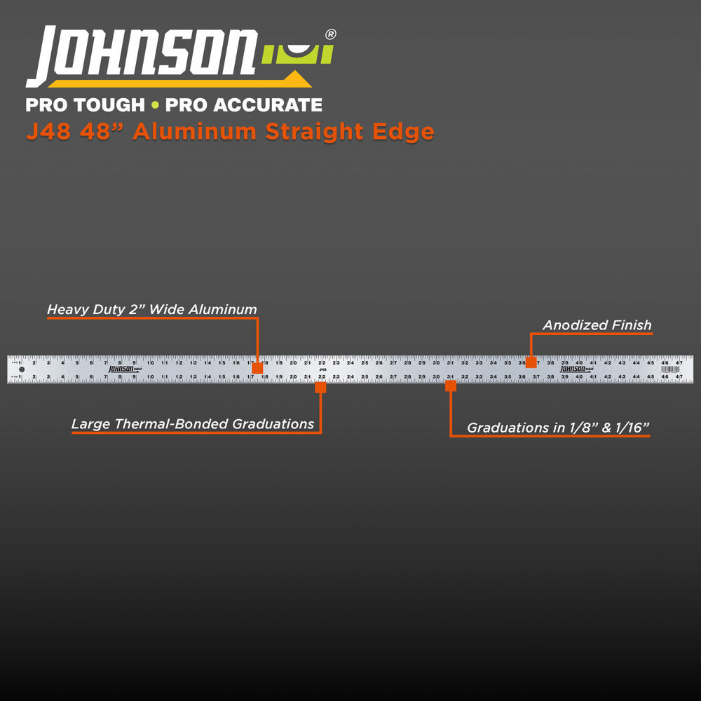 Johnson Level 48 Inch Aluminum Straight Edge, large image number 2