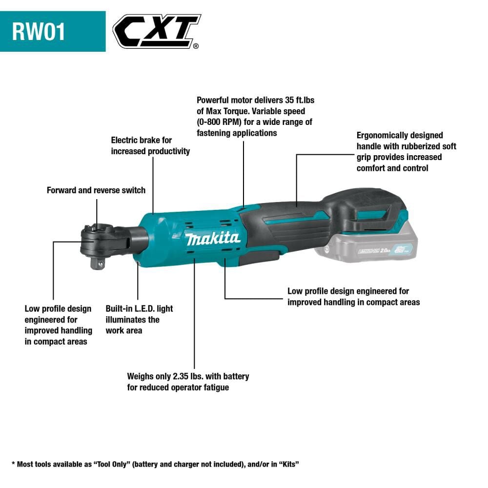 Makita 12V CXT Ratchet & Reciprocating Saw Combo Kit Bundle, large image number 8