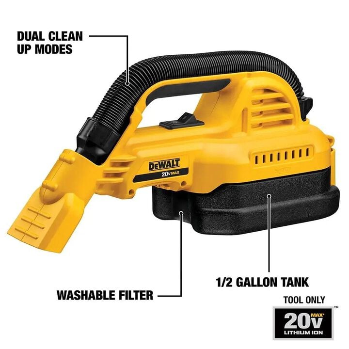 DEWALT 20V MAX Portable Wet or Dry Vacuum & 20V MAX XR POWERSTACK Compact 1.7Ah Battery Bundle, large image number 2