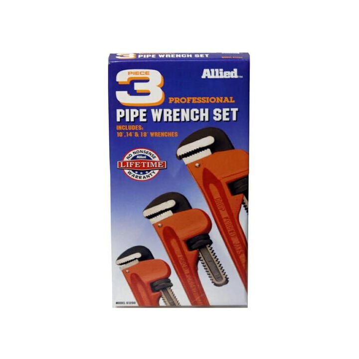 Allied International Ductile Iron Pipe Wrench Set 3pc, large image number 1
