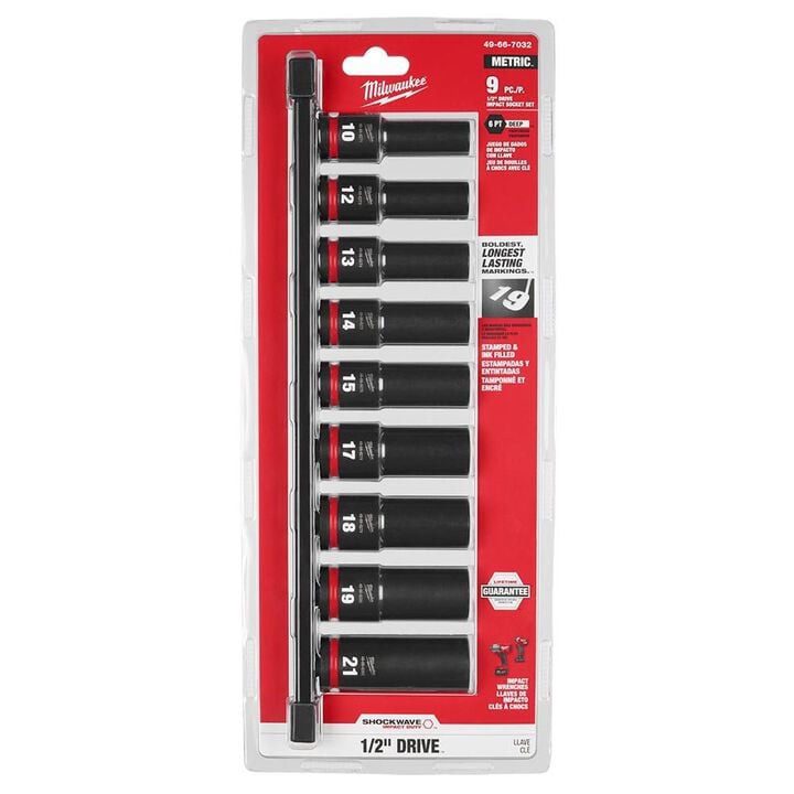 Milwaukee SHOCKWAVE Impact Duty 1/2in Drive Metric Deep 6 Point Socket Set 9pc, large image number 9