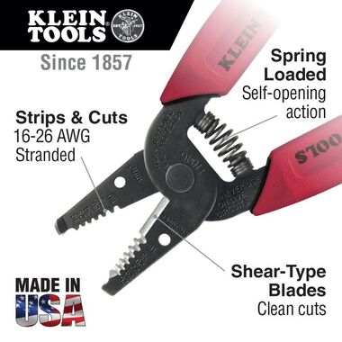 Klein Tools Wire Stripper/Cutter 16-26 AWG STRD, large image number 1
