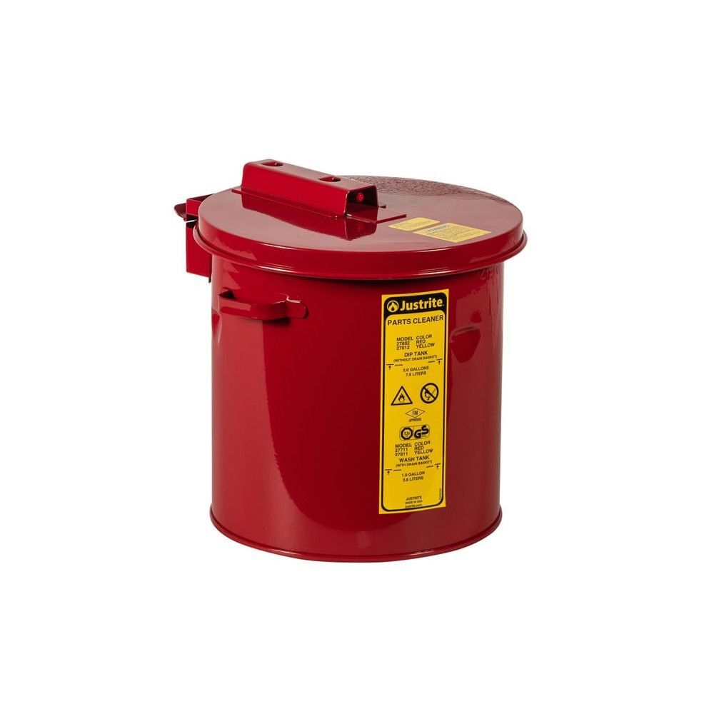Justrite 2 Gallon Red Steel Dip Tank for Cleaning Parts, large image number 1