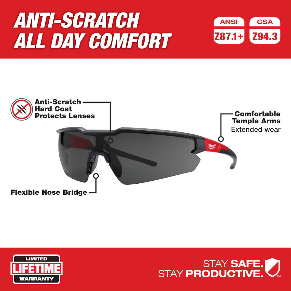 Milwaukee 3PK Safety Glasses - Tinted Anti-Scratch Lenses, large image number 10